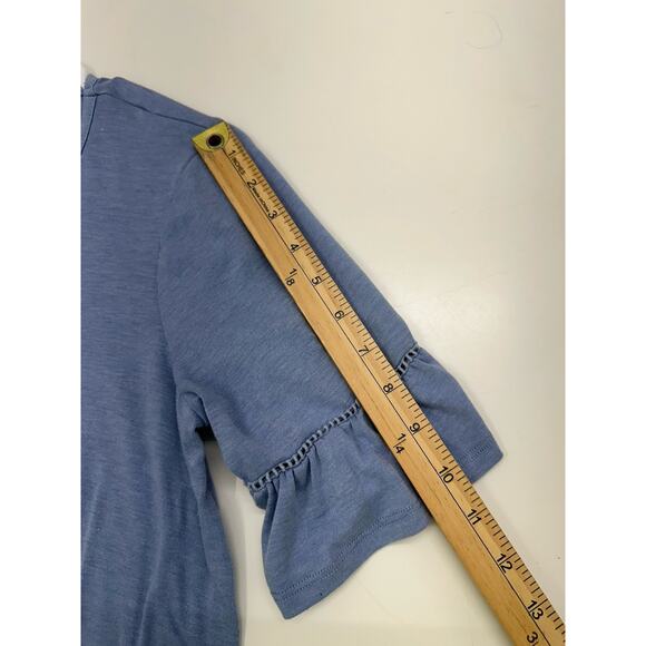 Luxology Womens Shirt Size Medium Blue Half Sleeve Ruffle - Picture 9 of 11